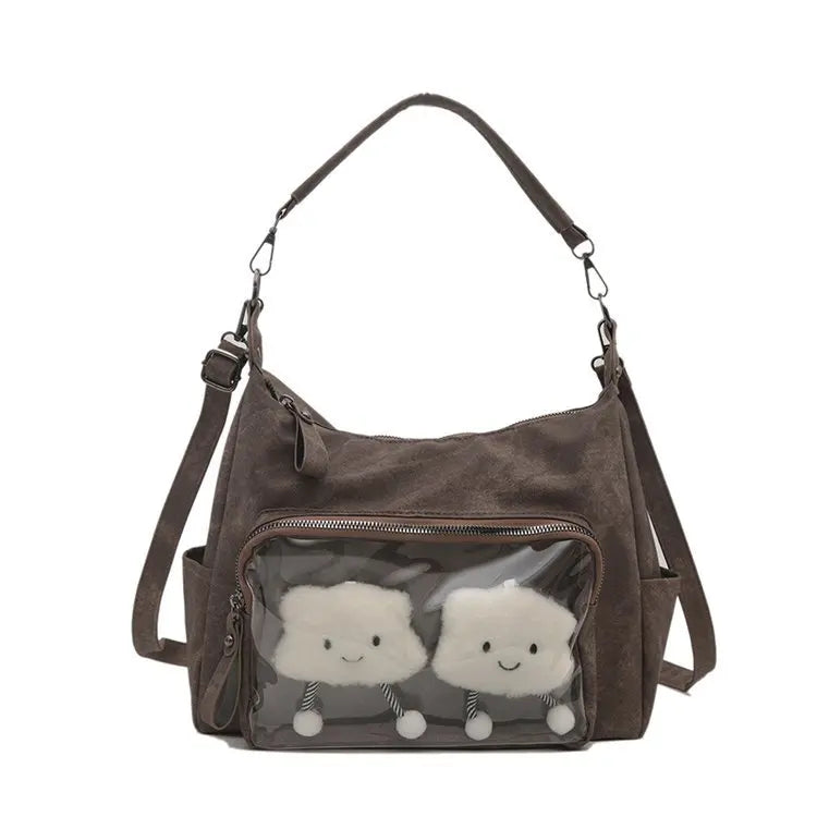 MBTI Casual Ita Bag for Women Fashion Aesthetic Y2k Large Capacity Shoulder Bag Transparent Daily Advanced Harajuku New Handbag