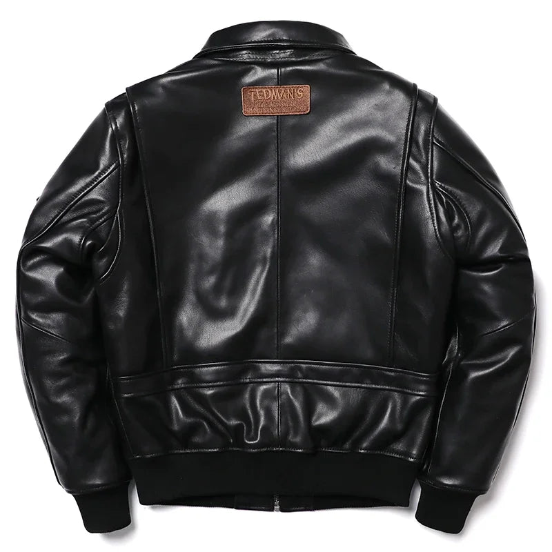 2025 New Embroidery Sheepskin Jacket Men's Natural Genuine Leather G1 Air Force Pilots Coat Thicken Warm Soft Clothes