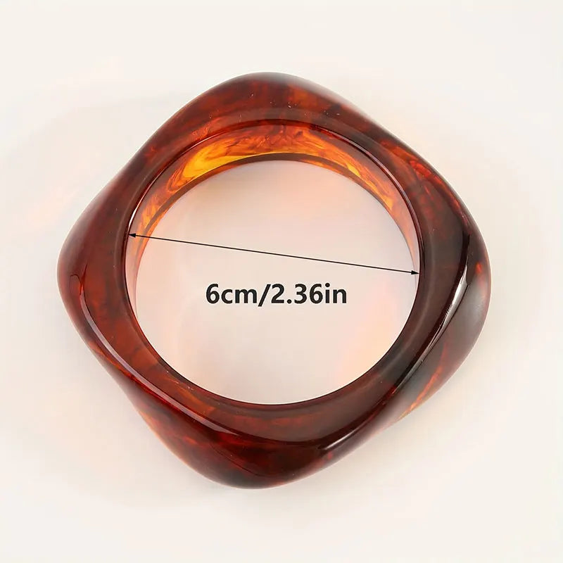 KMVEXO Vintage Punk Brown Coffee Thick Resin Acrylic Smudging Bangles Geometric Irregular Bangle Bracelets For Women Men Jewelry