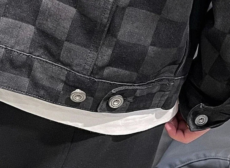 Denim Jackets Man Wide Shoulders Autumn Jeans Coat for Men Black Plaid Fashion Korean Popular Clothes of Fabric Winter 2024 Y2k