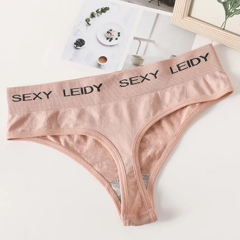 Letter Belt Brazilian Panties Women Seamless Underwear Female Underpants Sexy Briefs Lingerie Comfy Intimates