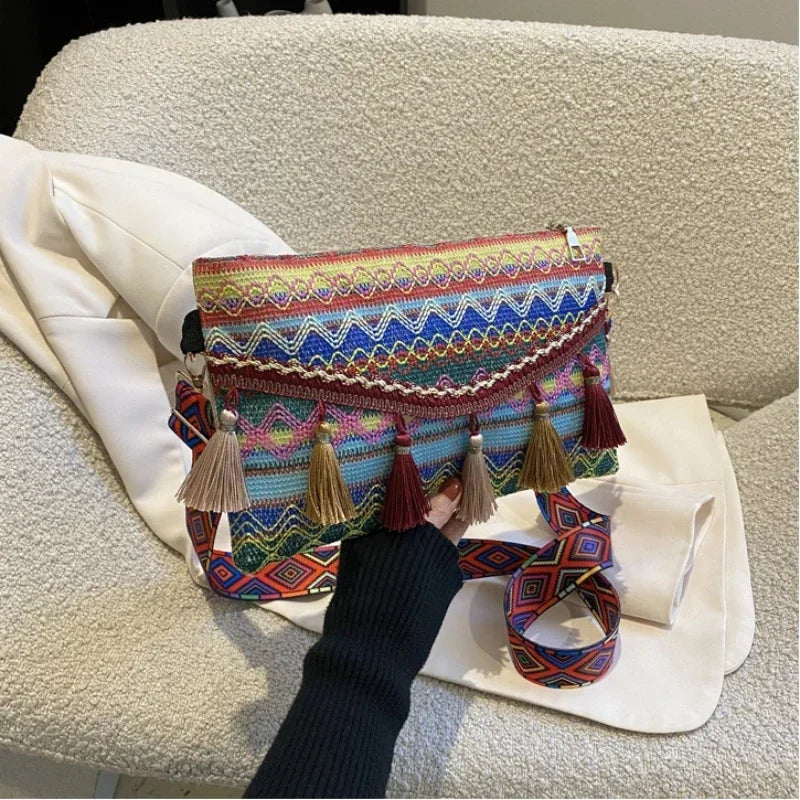 New Vintage Bohemian Fringe Shoulder Bag Women Tassel Boho Hippie Gypsy Fringed Women's Handbags Open Bag Purses and Handbags