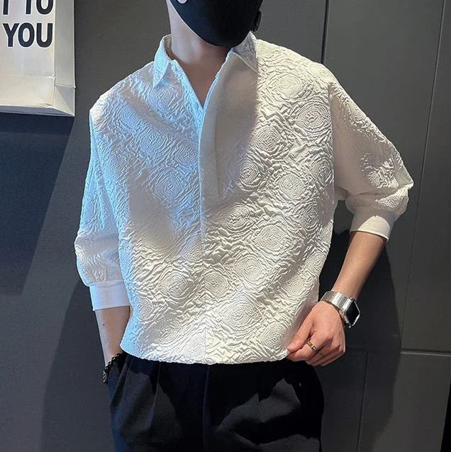 Man Shirt Graphic Half Sleeve Shirts For Men White New In Fashion 2024 Xxl Elegant With Sleeves Tops Trend S Luxury Social I