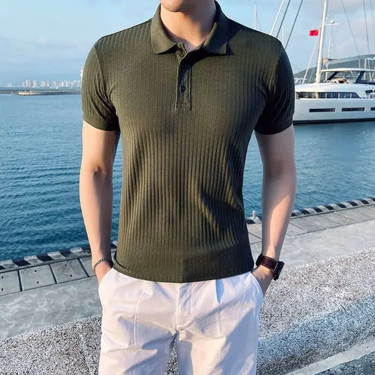 Trendy Men's Half Sleeve Polo Shirt Summer Ice Silk Short Sleeve Casual Lapel Top For Fashionable Men's Wear 2024