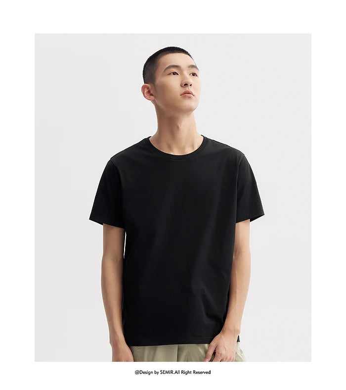 Semir Short Sleeve T-Shirt Men 2024 Summer New Simple Solid Colour Top Slim Pullover Summer Clothing T Shirt