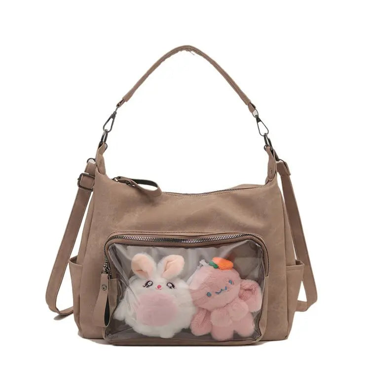 MBTI Casual Ita Bag for Women Fashion Aesthetic Y2k Large Capacity Shoulder Bag Transparent Daily Advanced Harajuku New Handbag
