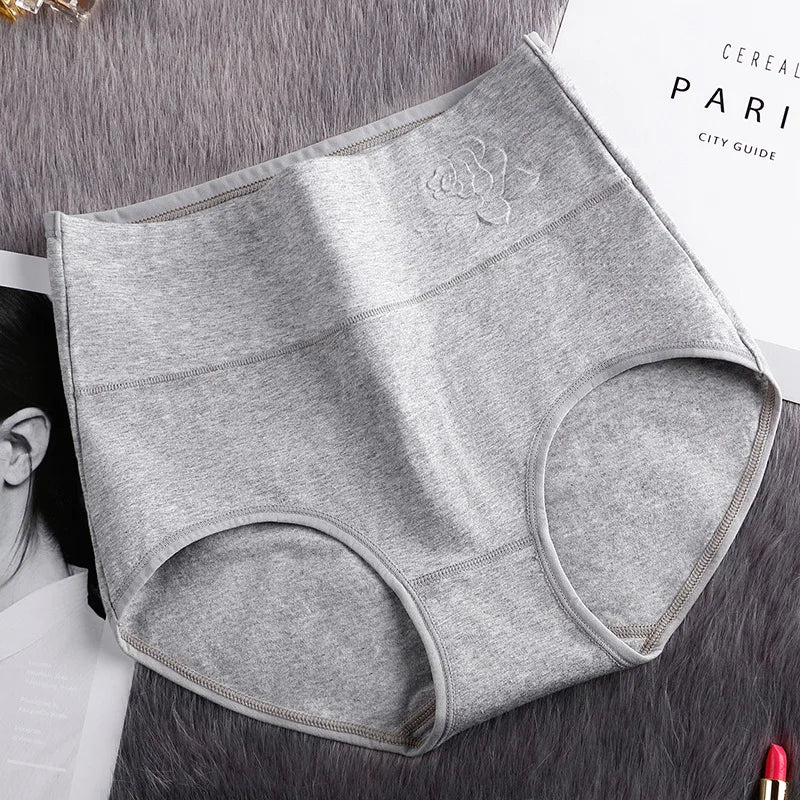 4Pcs/Set High Waist Underwear Cotton Panties Women Body Slimming Solid Briefs Plus Size Underpants Female Breathable Lingeries