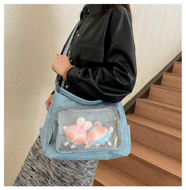 MBTI Casual Ita Bag for Women Fashion Aesthetic Y2k Large Capacity Shoulder Bag Transparent Daily Advanced Harajuku New Handbag