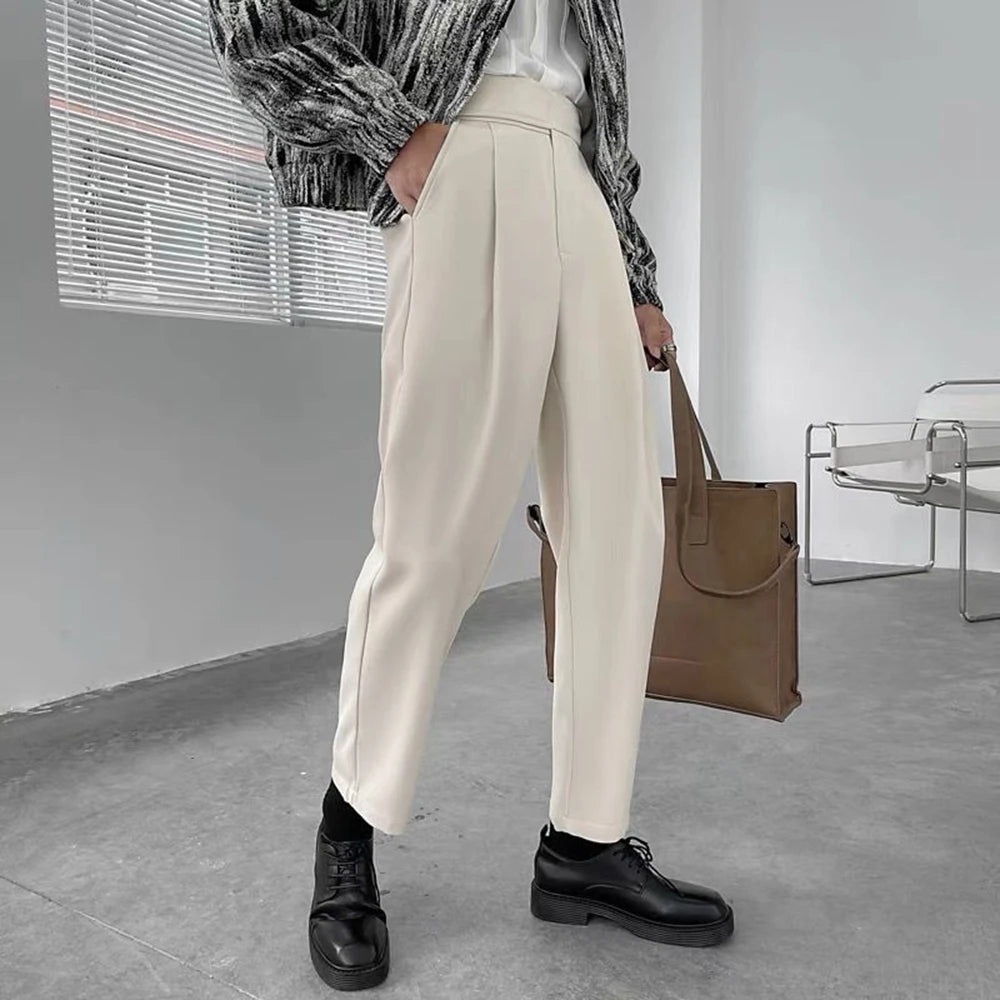 Mens Suit Pants Hook Loop Casual Pants Streetwear Fashion Youth Campus Casual All-Match Straight Pants Men'S Clothing 2025 New