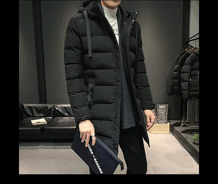 Men Long Down Jackets Winter Coats Chaquetas Hooded Casual Winter Parkas High Quality Male Green Warm Parkas Coats Size 8XL