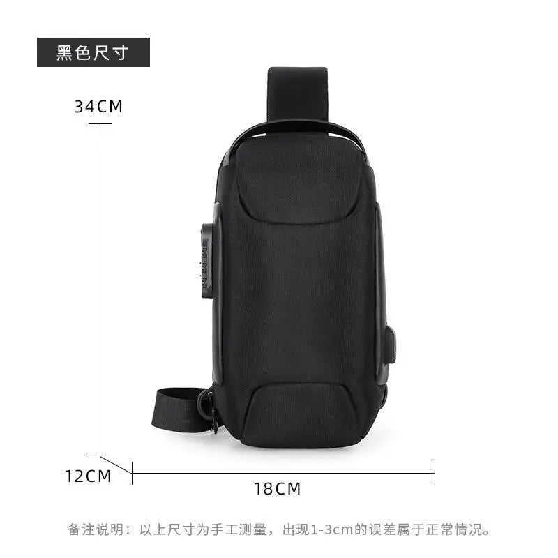 Waterproof Anti -Theft Password Lock Cross -Men Bag Oxford Cloth Sports Oblique Back Shoulder Bag Business Small Crossbody Bag