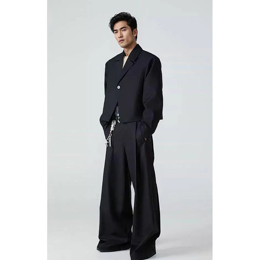 Fashion Black Men's Suits Two Pieces Single Button Lapel Suit For Party Prom Wedding Groom Daily Office Casual Formal Man Sets