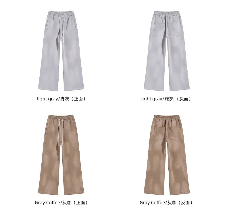 Autumn and winter 2024 new splash ink white spray-dyed loose plus velvet joggers
