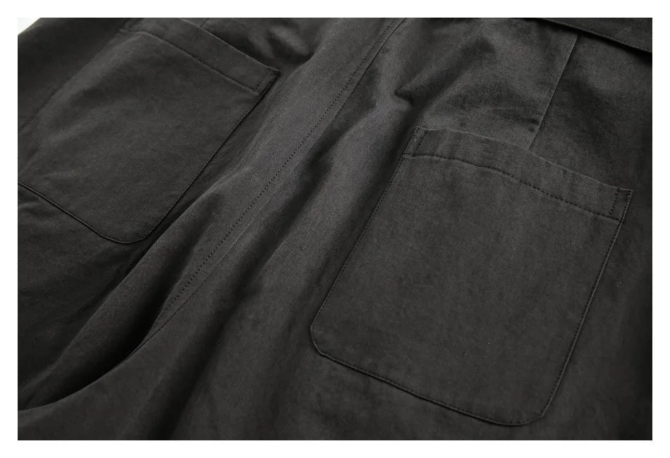 Japanese Streetwear Fashion Show Overalls Men's Loose Vintage Straight Casual Pure Cotton Wide-leg Baggy Pants Cargo Trousers