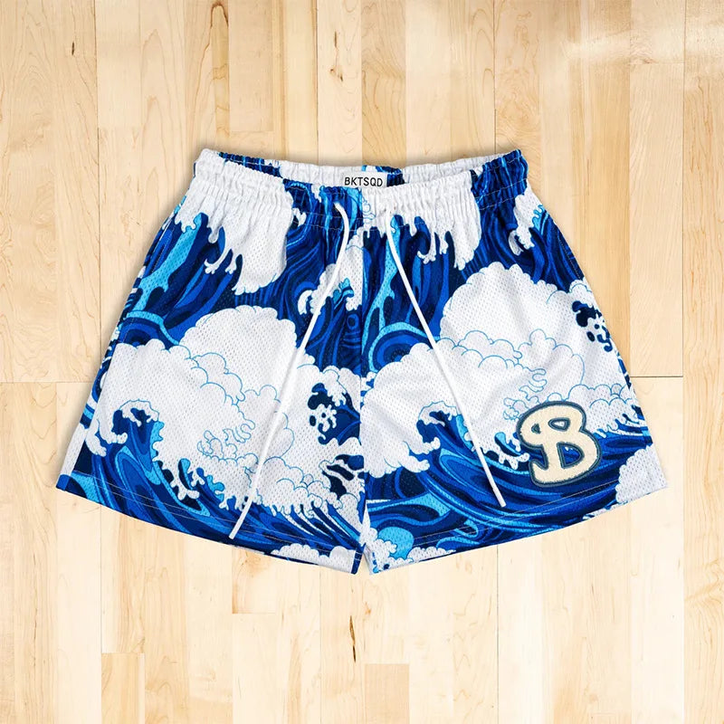 BKTSQD brand man Training sports shorts men's mesh quick drying quarter knee basketball running beach short pants