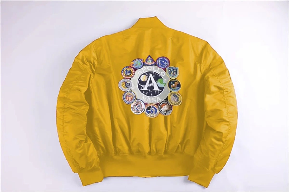 Winter bomber flight jacket vintage MA-1 APOLLO men coat streetwear warm varsity hip hop baseball letterman pilot us air force
