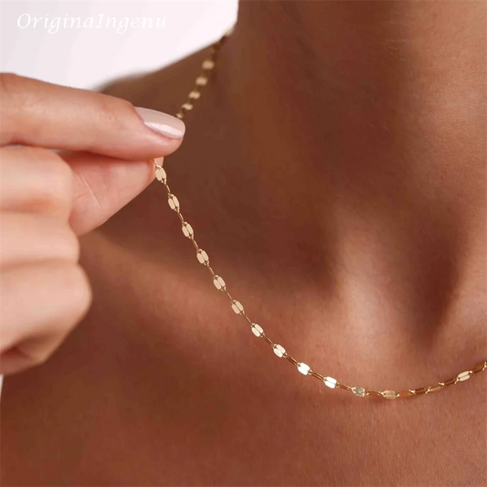 14K Gold Filled Lip Chain Necklace Handmade Gold Choker Boho Tarnish Resistant Women Jewelry Hypoallergenic Necklace