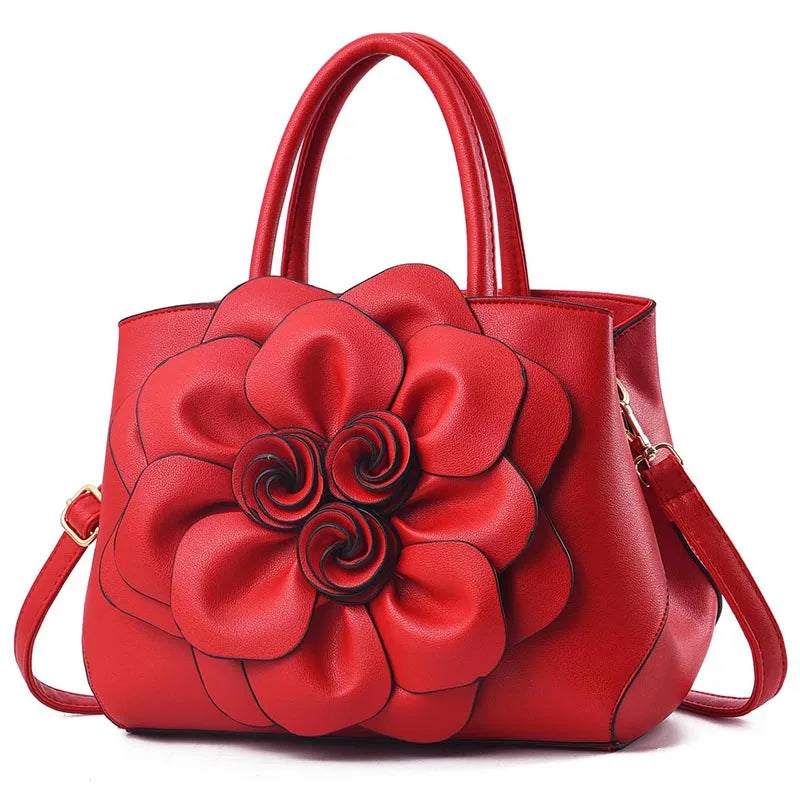 Large Capacity Red Big Rose Flower Women's Bag Handbag Shoulder Bag Purse Ladies Female Crossbody Bag Luxury Bag