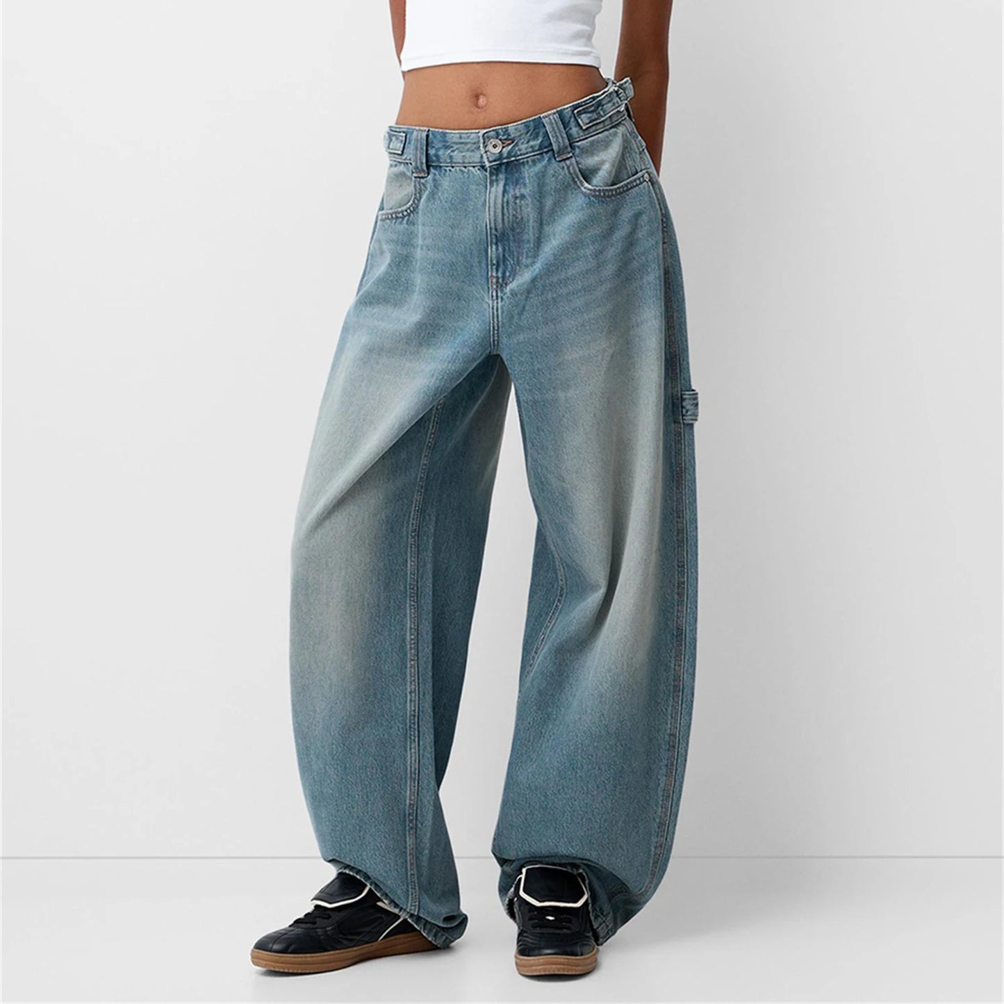 Womens Jeans High Waisted Straight Wide Leg Baggy Jeans Y2k Boyfriend Vintage Washed Loose Denim Pants Cyber Grunge Streetwear