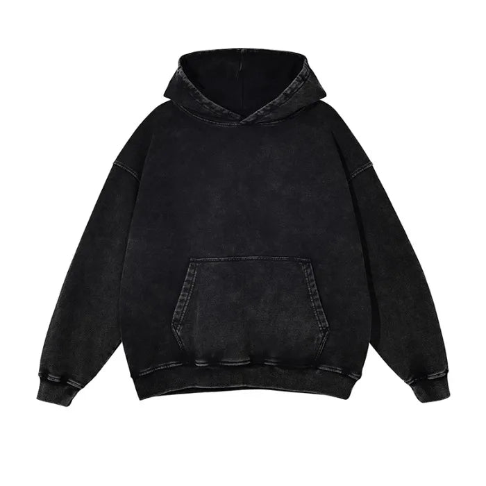 A50 Distressed Thin Hooded Sweatshirt 350g Pure Cotton Hua Cotton Composite Milk Silk Washing Distressed Fashion Sweatshirt