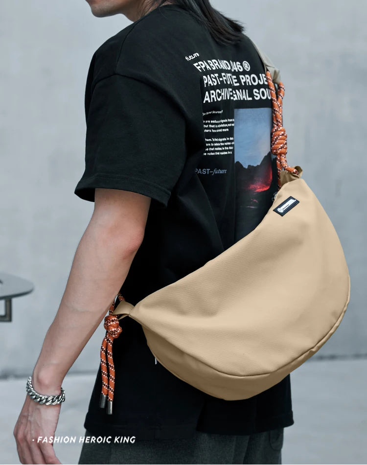 Japanese Sling Bag for Men, Waterproof Lightweight Crossbody Bag, Sports Travel Shoulder Bag Fit 12.9 inch iPad