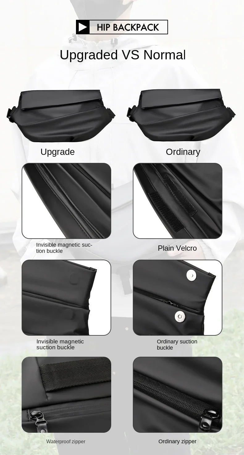 Premium Waterproof Magnetic Buckle Crossbody Bag Personality Fashion Men Messenger Bag Black Minimalist Shoulder Bags Men Bag