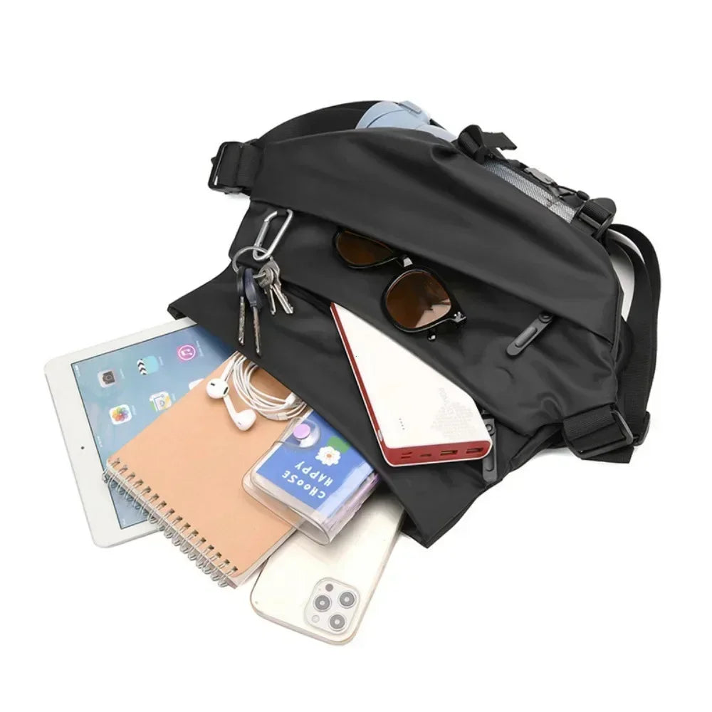 Premium Waterproof Magnetic Buckle Crossbody Bag Personality Fashion Men Messenger Bag Black Minimalist Shoulder Bags Men Bag