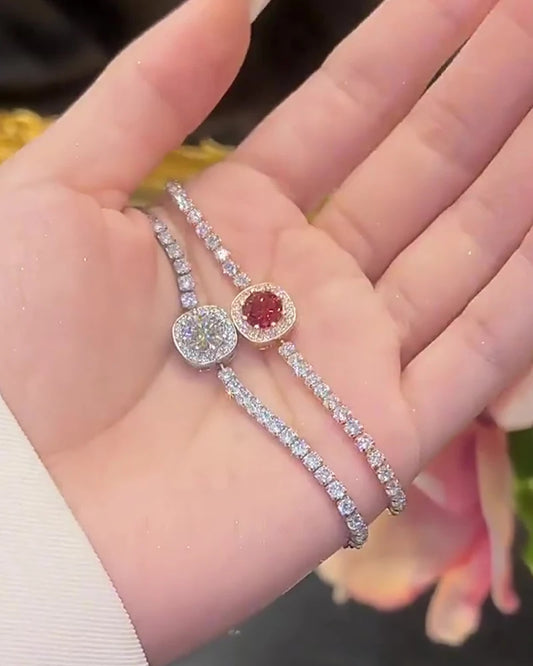 PureNew 1ct Moissanite Bracelets For Women Original 925 Sterling Silver Girly Lovely Lady's Elegant Moissanite Diamond Bracelet