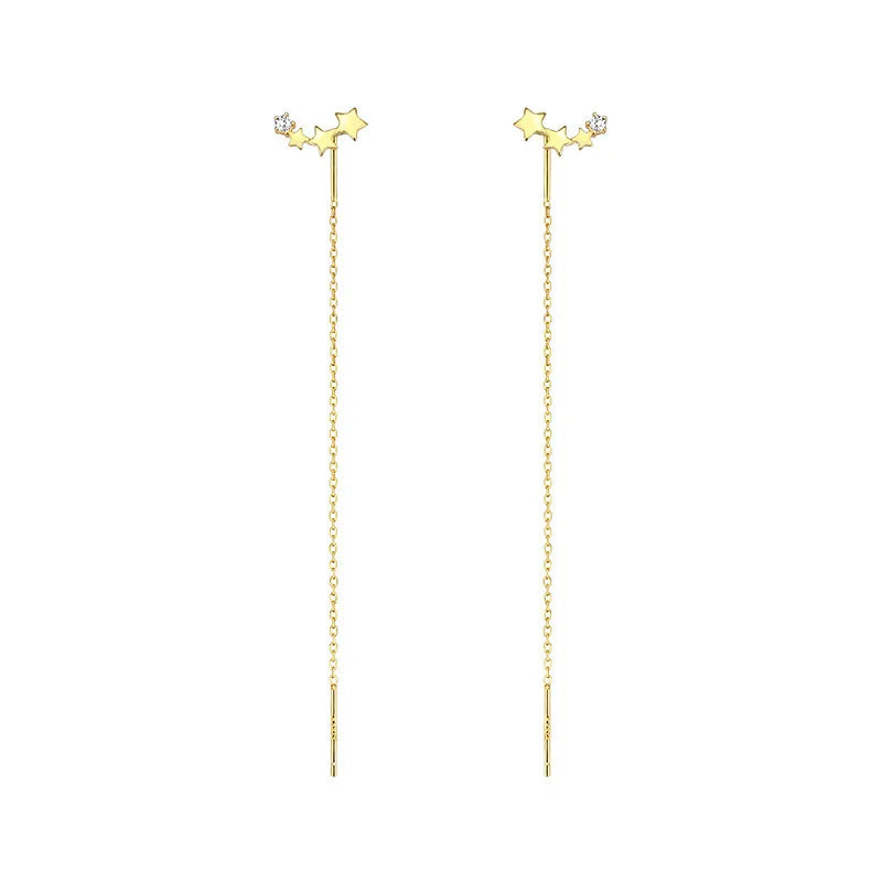 Ventfille 925 Sterling Silver Star Earring for Women Girl Simple Tassels Chain Fashion Office Jewelry Gift Dropshipping