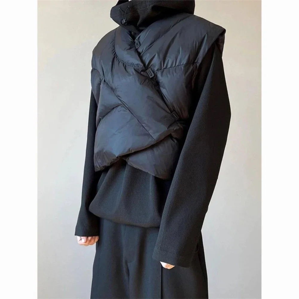 2025 New Vest Jacket Women Winter Warm Waistcoats Korean Fashion Ladies Stand Collar Down Coat Female Loose Oversize Outwears