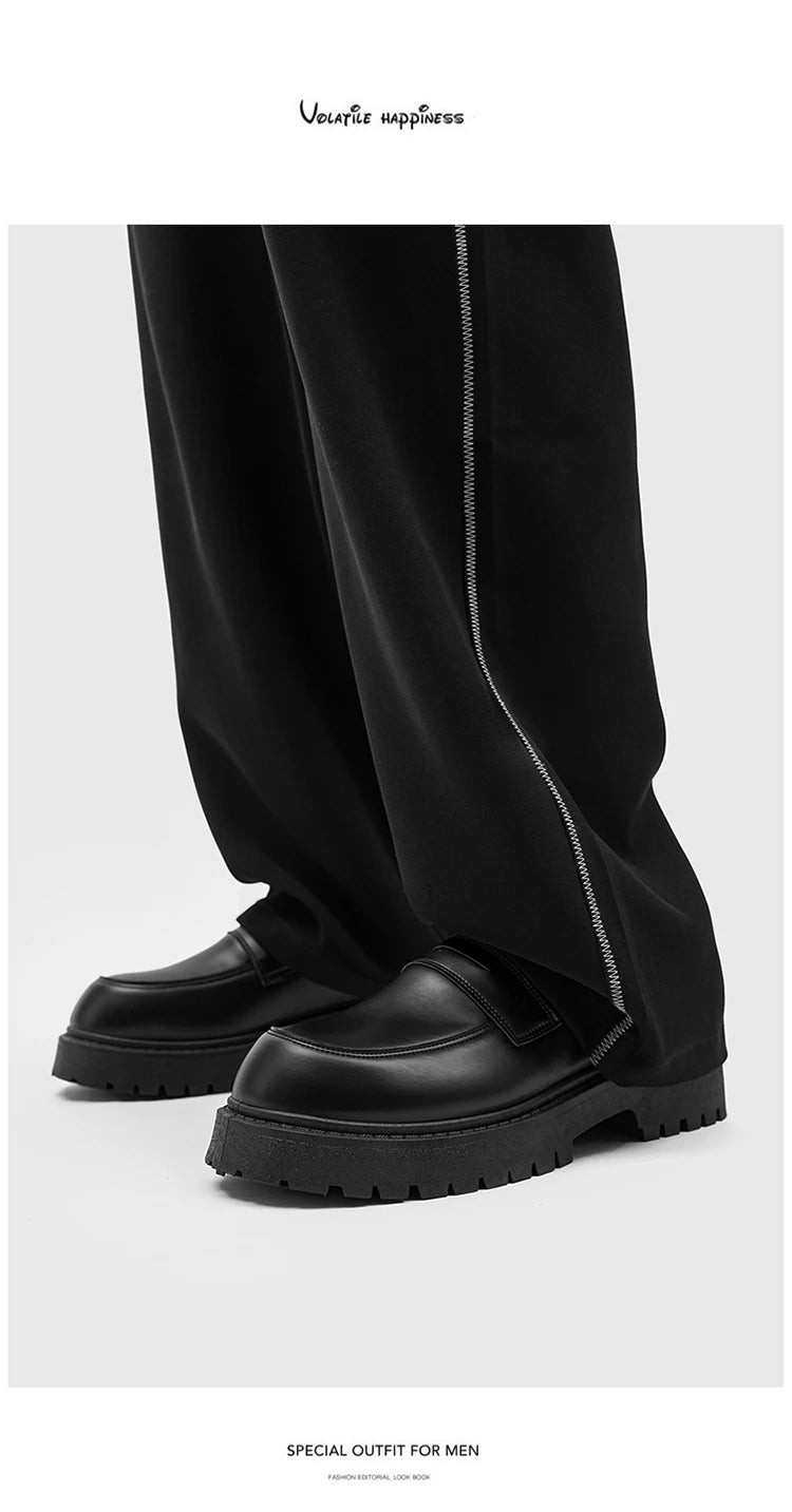STRONGSHEN Loafers Men Leather Shoes Thick-soled British Style Black Formal Business Shoes Fashion Luxury  Slip-On Casual Shoes