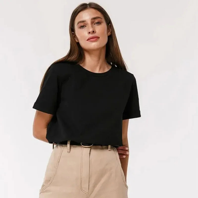 3XL 4XL 100% Cotton Women s T shirt Oversized Casual Solid Tees Short Sleeve Summer Top Plain Streetwear Quality Basic Clothing