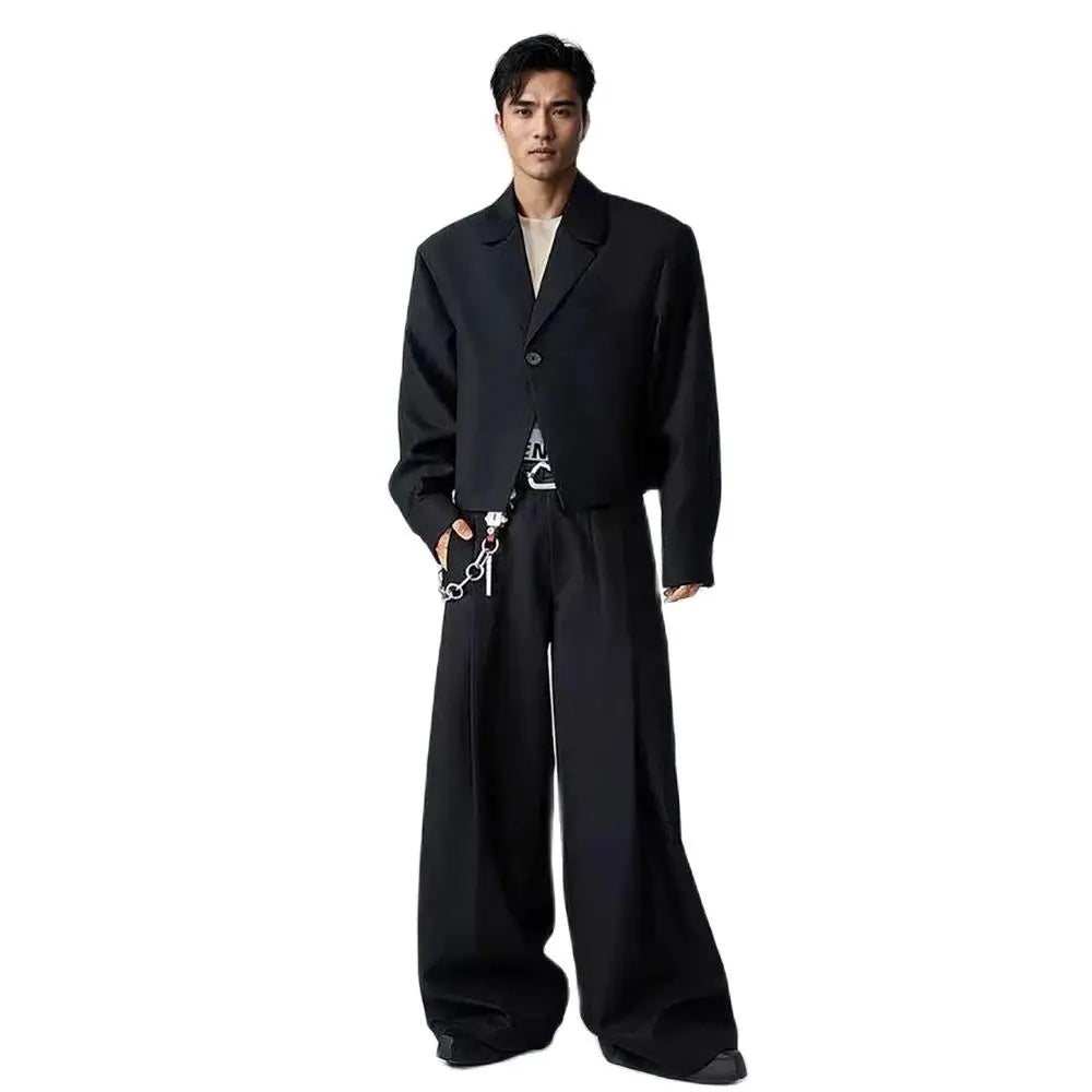 Fashion Black Men's Suits Two Pieces Single Button Lapel Suit For Party Prom Wedding Groom Daily Office Casual Formal Man Sets