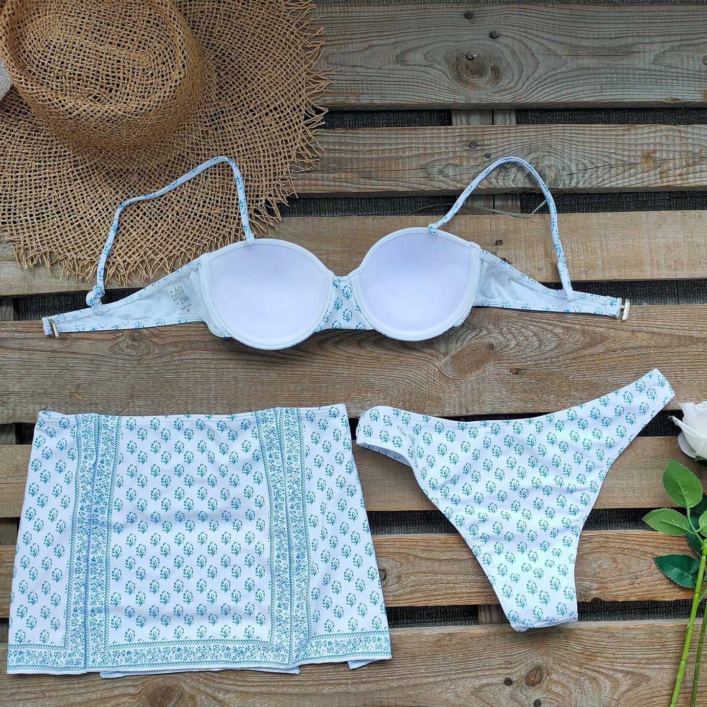 Bikini with Skirt Swimsuit Brazilan Bikini Set Swimwear for Women Split Skirt 3 Pcs Bathing Suits Summer Female