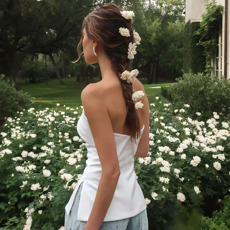 Solid Tube Tops For Women Strapless Bra Turndown Slash Neck Lenceria Femenina Backless Bralette Femme Split Bandeau Top Sexy