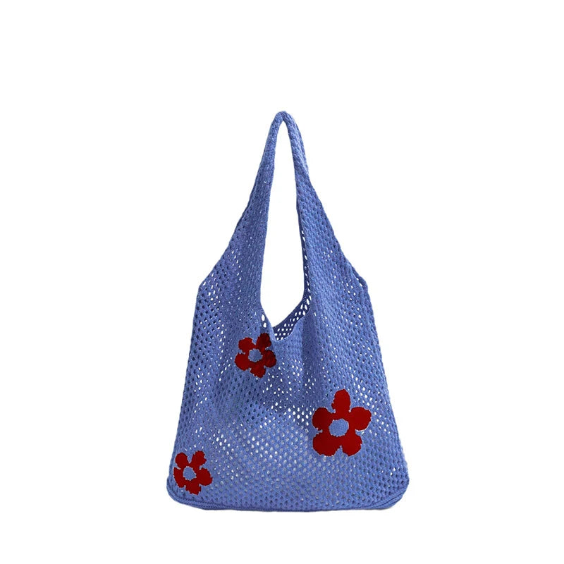 Women Knitted Bag Woven Love Heart  Pattern Wool Portable Shoulder Bag Shopping Bags Workers Students Daily Commuter Bags