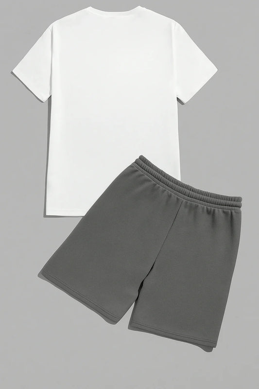 2025 Summer New Men's Creative Cartoon 2d Pattern Short Sleeve Cotton T-Shirt And Drawstring Shorts Two Piece Set Unisex T-Shirt
