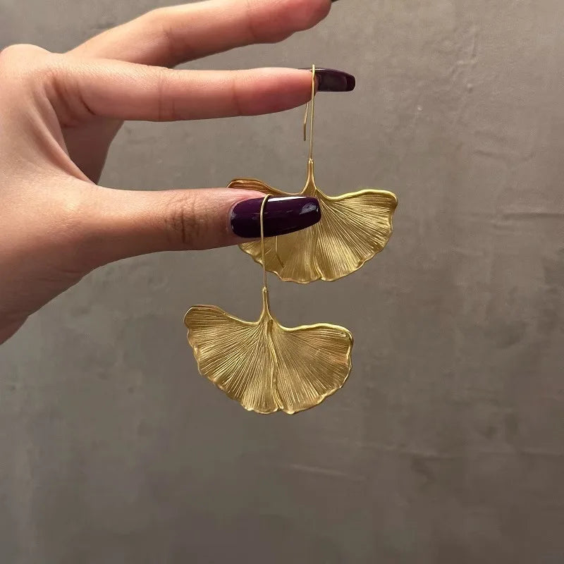 BF CLUB 925 Sterling Silver Gold Leaf Earrings For Women Trendy Earring Jewelry Prevent Allergy Party Accessories Gift