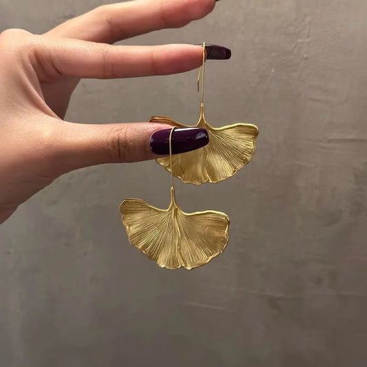 BF CLUB 925 Sterling Silver Gold Leaf Earrings For Women Trendy Earring Jewelry Prevent Allergy Party Accessories Gift