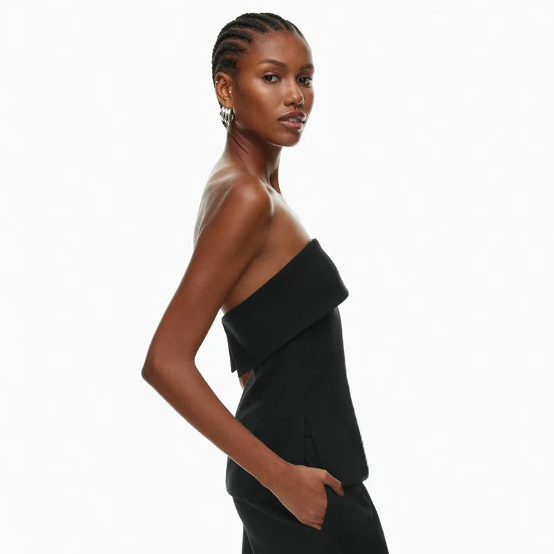 Solid Tube Tops For Women Strapless Bra Turndown Slash Neck Lenceria Femenina Backless Bralette Femme Split Bandeau Top Sexy