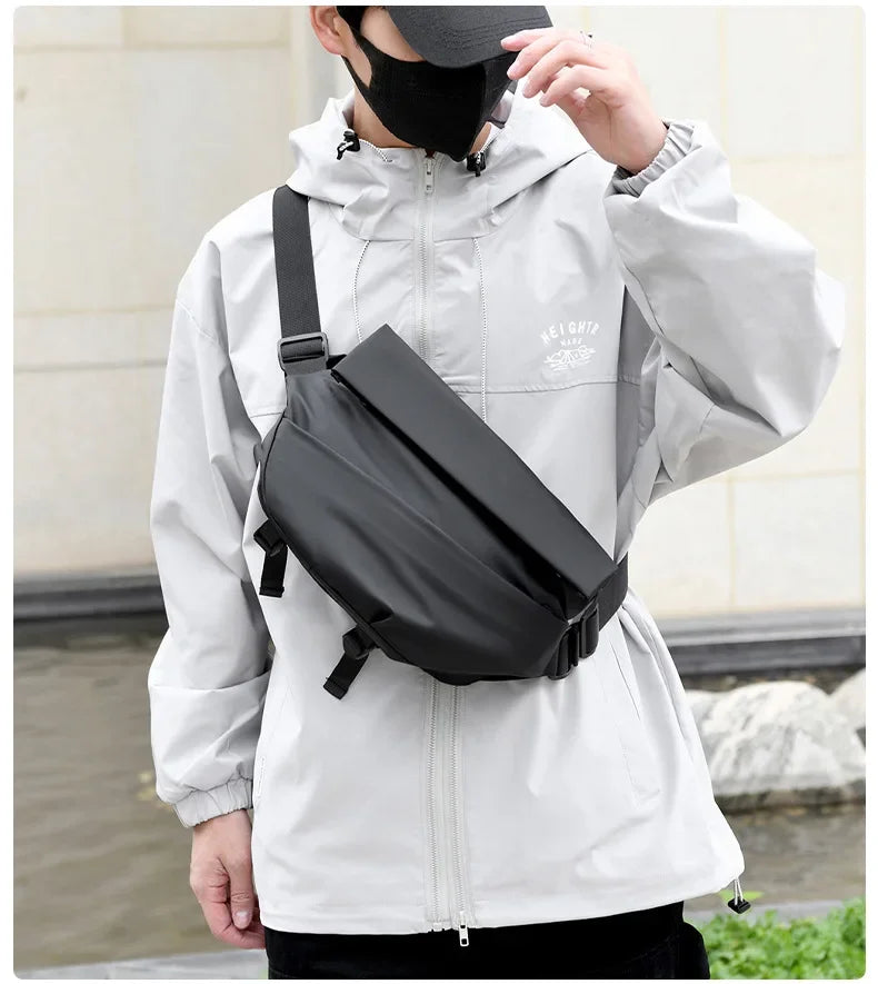 Premium Waterproof Magnetic Buckle Crossbody Bag Personality Fashion Men Messenger Bag Black Minimalist Shoulder Bags Men Bag