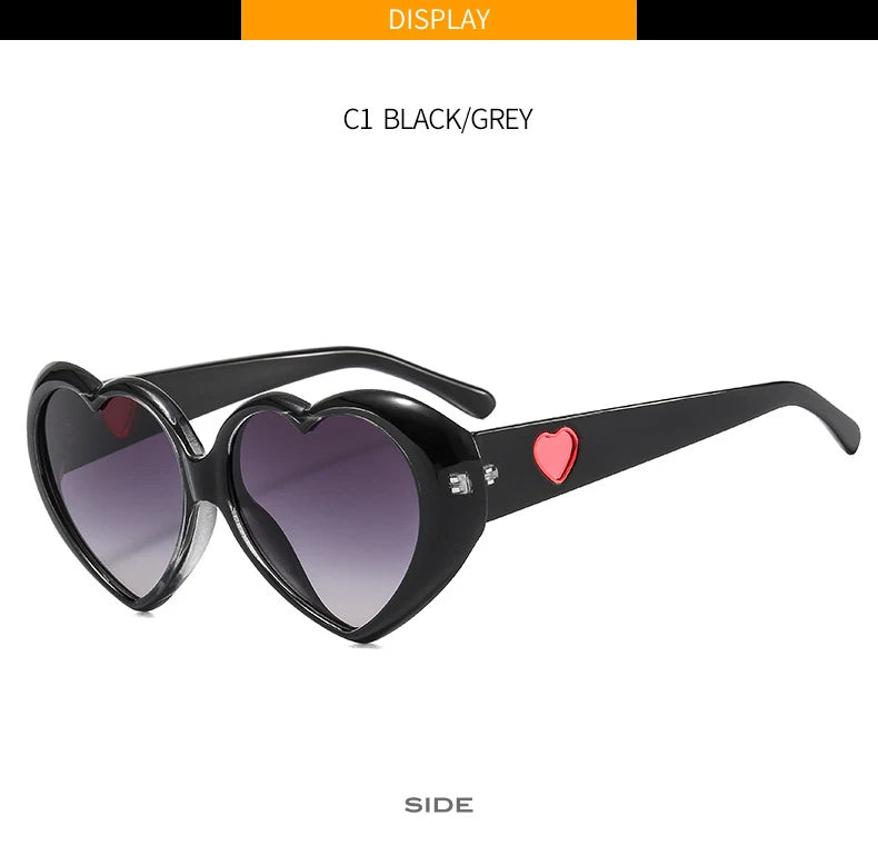 Fashion Ladies Oversized Frame Eyewear New Love Shape Iridescent Shade Luxury Designer Women's Heart Gradient Sunglasses Women