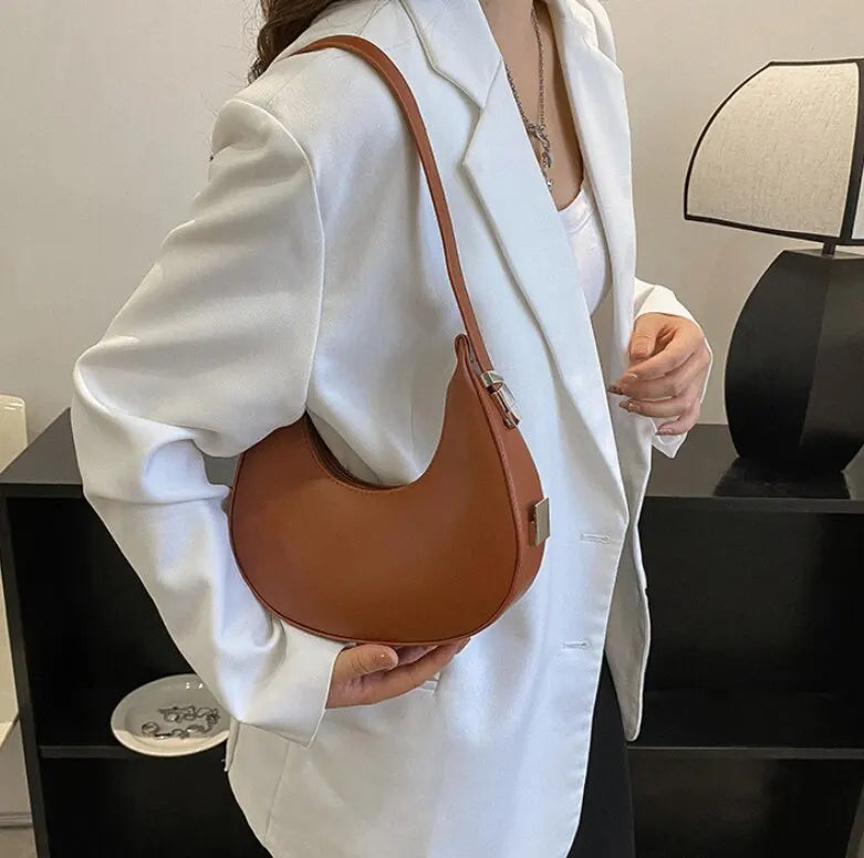 Underarm Bag New Tide Solid Color Casual Texture Fashion One Shoulder French Niche Crescent Shape