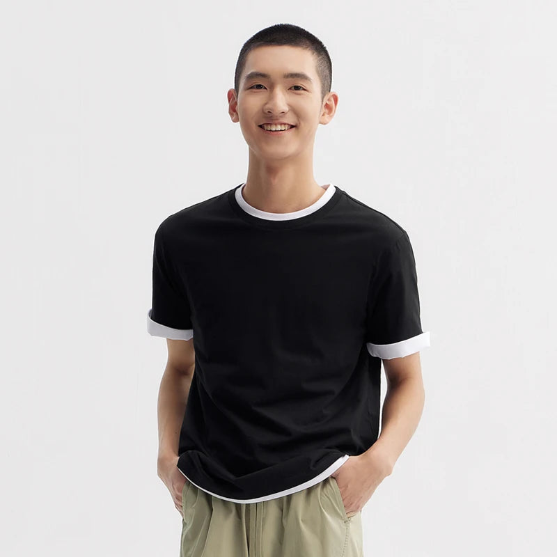 Semir Short Sleeve T-Shirt Men 2024 Summer New Simple Solid Colour Top Slim Pullover Summer Clothing T Shirt