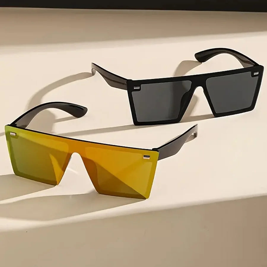 2PCS Oversized Square Frame Casual fashion Ladies Sunglasses retro Style Y2K Street Beach Decoration Glasses