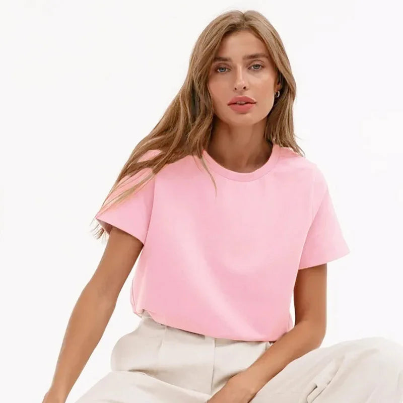 3XL 4XL 100% Cotton Women s T shirt Oversized Casual Solid Tees Short Sleeve Summer Top Plain Streetwear Quality Basic Clothing