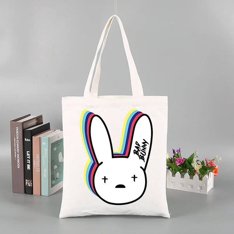 Un Verano Sin Ti Gift Bag Set, Bad Bunny Print Tote Bag, Casual Canvas Shoulder Bag with Mini Storage Bag