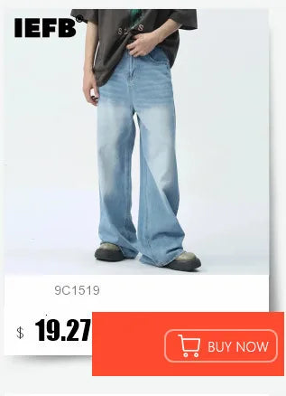 IEFB 2024 Spring Men's Baggy Jeans Worn Out Loose Wide Leg Denim Pants Chic Distressed Streetwear Vintage Male Trousers 9C2019