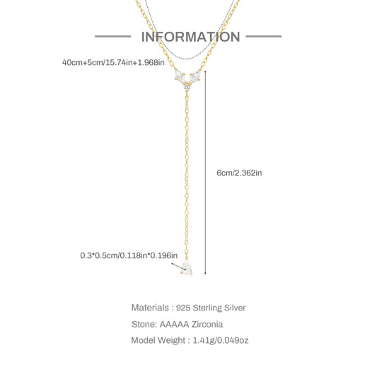 AIDE 925 Sterling Silver Personalized Snake Chain Adjustable Y Necklace Clavicle Pendant Chokers Necklace Women's Holiday Gifts
