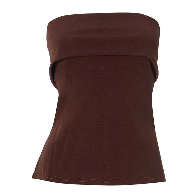 Solid Tube Tops For Women Strapless Bra Turndown Slash Neck Lenceria Femenina Backless Bralette Femme Split Bandeau Top Sexy